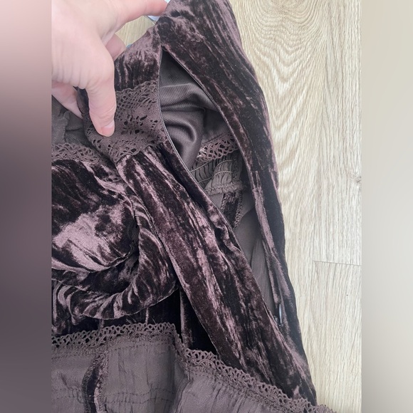 Brown Velour Midi Dress XS S Whimsigoth Lagenlook Fairycore - Picture 14 of 16